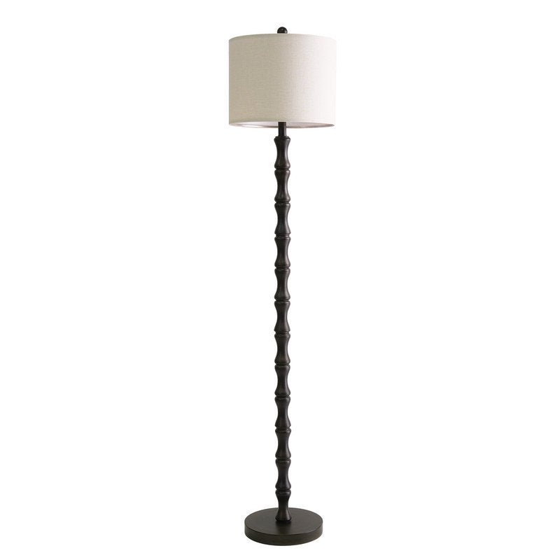 Farmhouse Floor Lamp - 62 Inch Vintage Natural Wood Grain Standing Lamp for Living Room & Bedroom