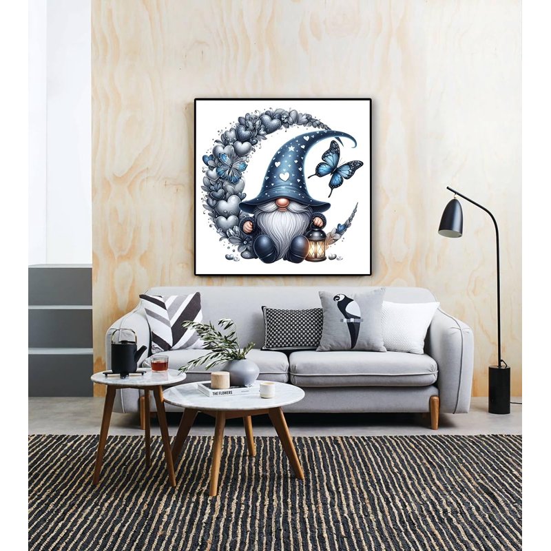 DIY 5D Gnome Diamond Painting Kit for Adults, Round Drill Wall Art, 11.8x11.8 Inch