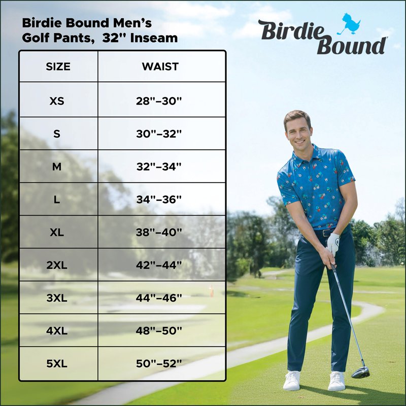 Men's Golf Pants Active Fit Moisture-Wicking Stretch Tapered Leg
