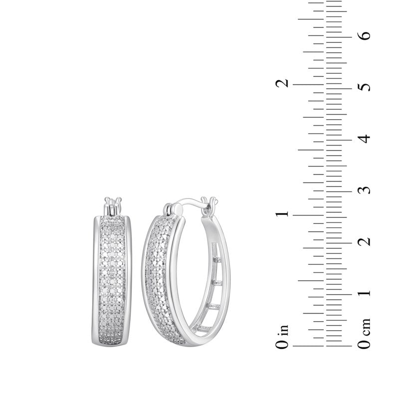 Diamond Accent Hoop Earrings in Rhodium Over Bronze for Women