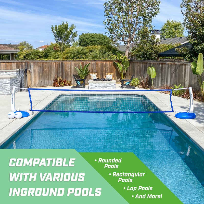 Pool Volleyball Net Set with 2 Water Balls - Adjustable Water Volleyball Game