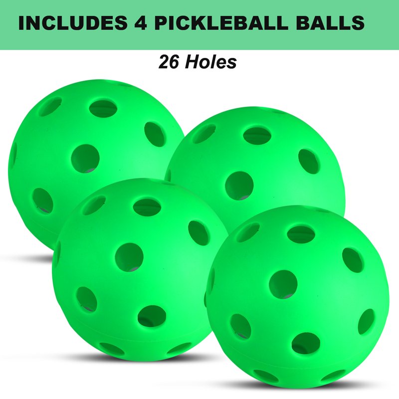 Wood Pickleball Paddles Set of 2 with 4 Balls and Carry Bag