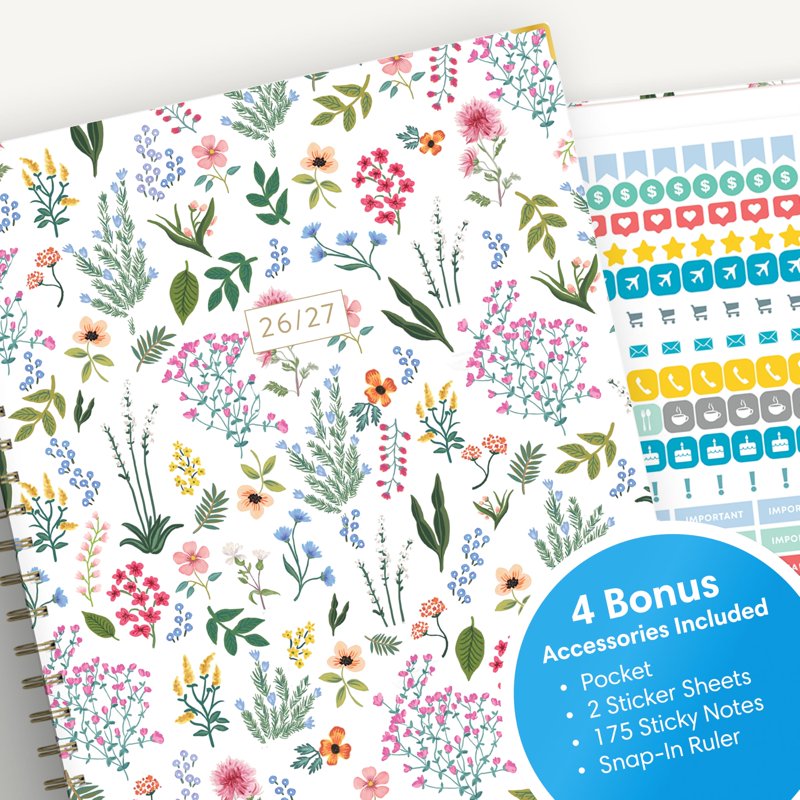 Academic Planner Calendar 15 Months, Dated Weekly & Monthly Organizer, April 2026 - June 2027, 8.5x11 Inches, Storage Pocket, Ruler, Sticky Notes & Stickers