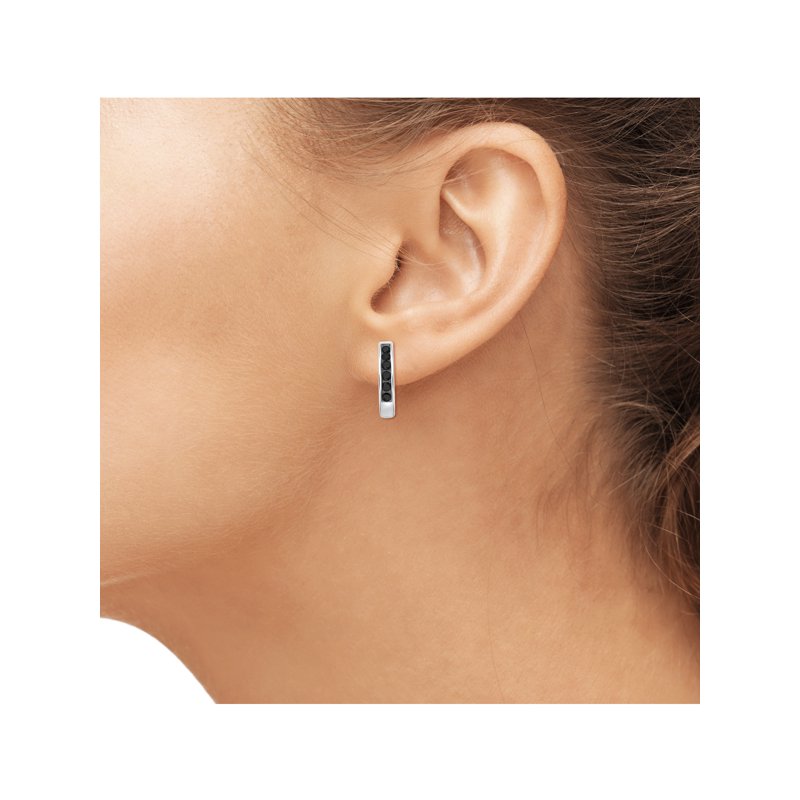 Sterling Silver Black Diamond Hoop Earrings Women 1/4 Carat Hypoallergenic Jewelry