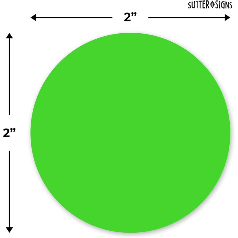 Neon Green Dot Sticker Labels Roll - 2 Inch Inventory & Organization Labels, 300 Pack