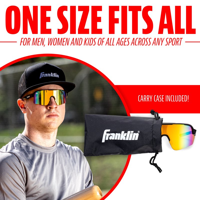 Baseball and Softball Sunglasses for Kids and Adults - UV Protection, Impact-Resistant Lightweight Sport Glasses with Carry Case