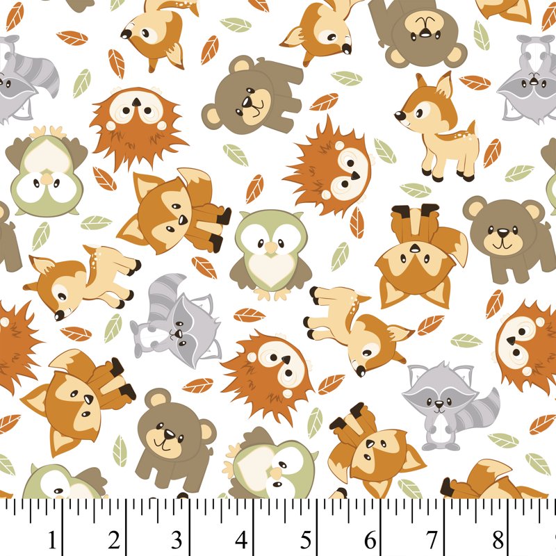 Cotton Flannel Fabric 1.5 Yard Pre-Cut for Quilting & Crafts - Woodland Buddies