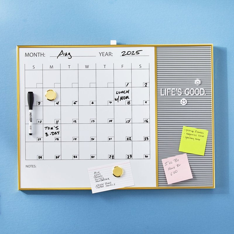 Magnetic Dry Erase Wall Calendar & Letter Board 17x23 inches