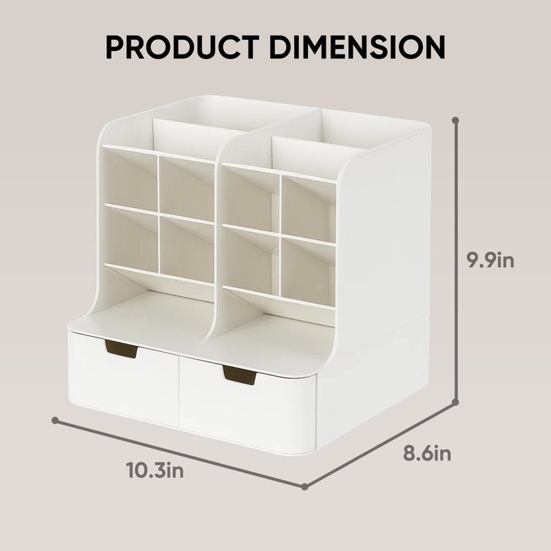 Tall Plastic Desk Organizer with Drawers & Compartments - Office & Home Storage
