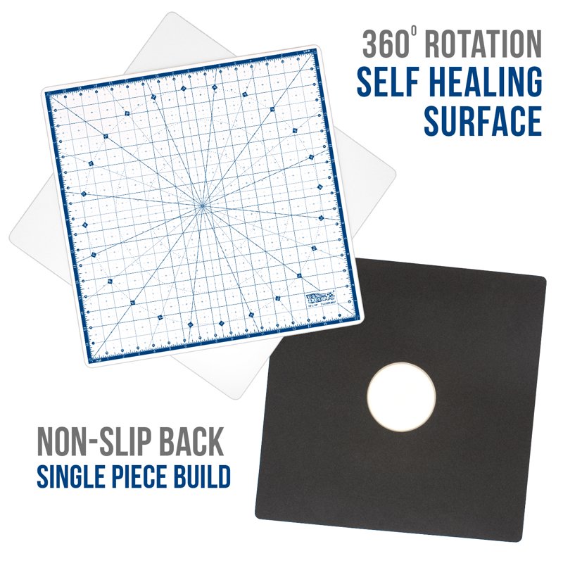 Self-Healing 18x18 Craft Cutting Mat with Rotating Surface - Non-Slip Quilting and Sewing Mat