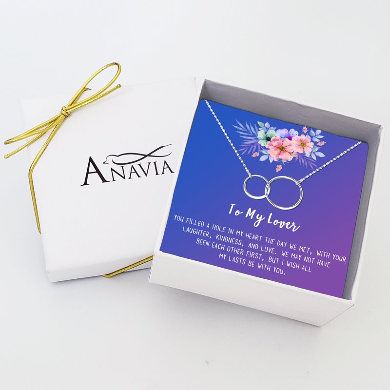 Lover Necklace Gift for Girlfriend Infinity Double Ring Pendant Jewelry