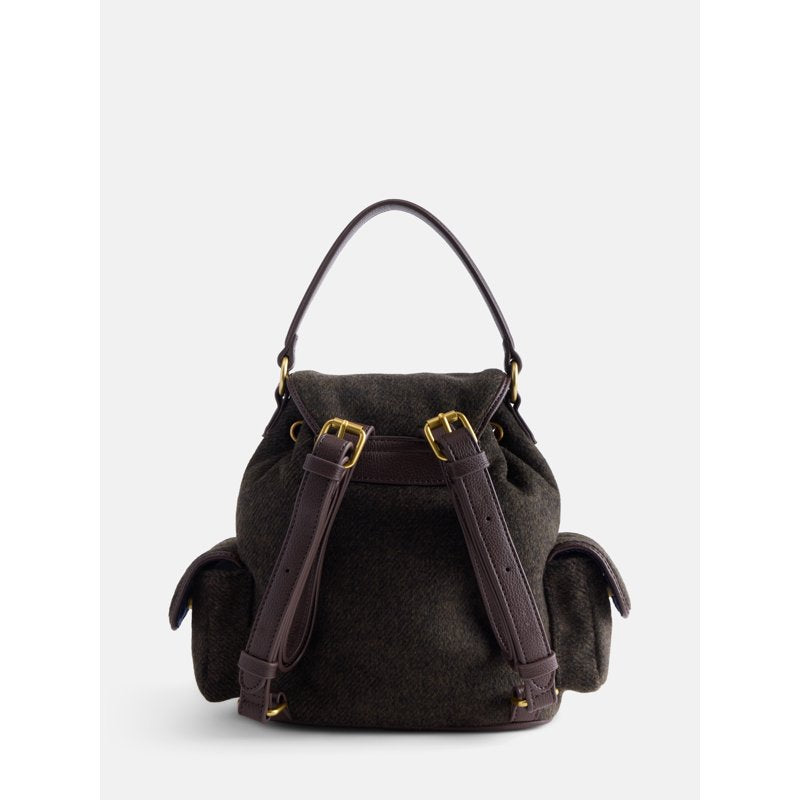 Women's Backpack with Faux Leather Trim and Multiple Pockets - Adjustable Straps