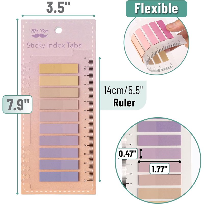 Multicolor Self-Adhesive Index Tabs - Repositionable 1600 Pack for Office & School