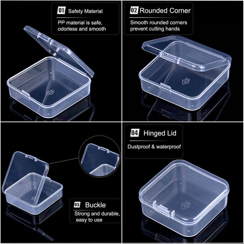Clear Plastic Bead Organizer Boxes with Labels - Craft Storage Set for Jewelry, Beads, DIY Projects