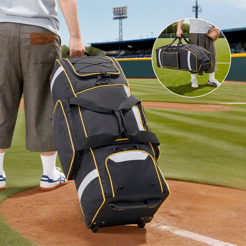 Large Baseball & Softball Catcher Gear Bag with Wheels, 81L Capacity, Multi-Pockets