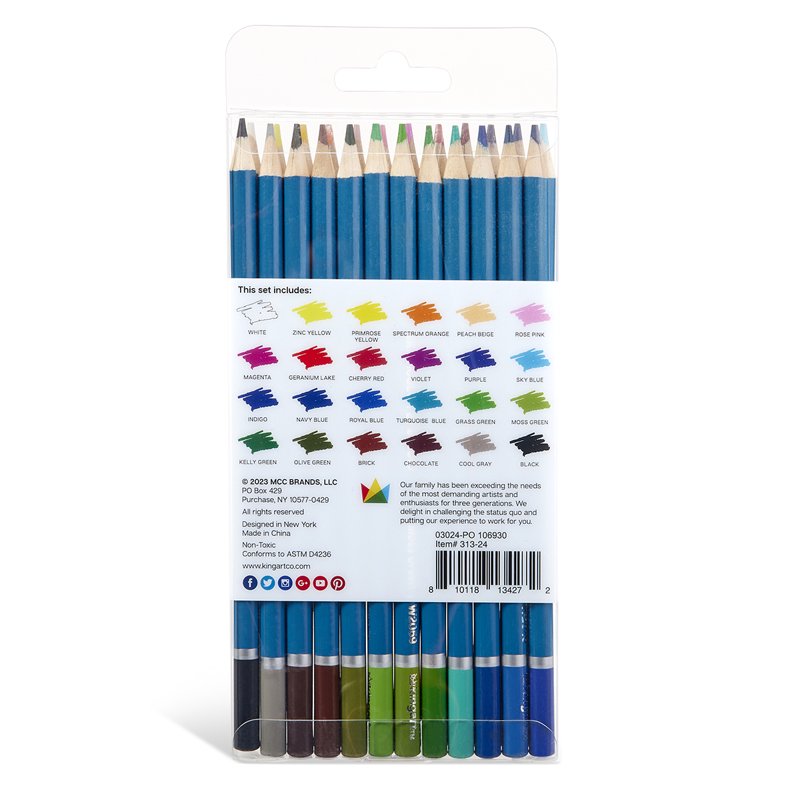 Watercolor Pencils Art Set - 24 Color Professional Drawing & Painting Supplies