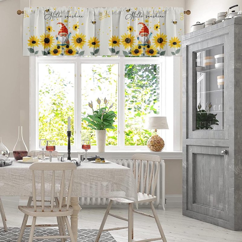 2 Pack Window Valances Sunflower Watercolor Floral Summer Blackout Drapes