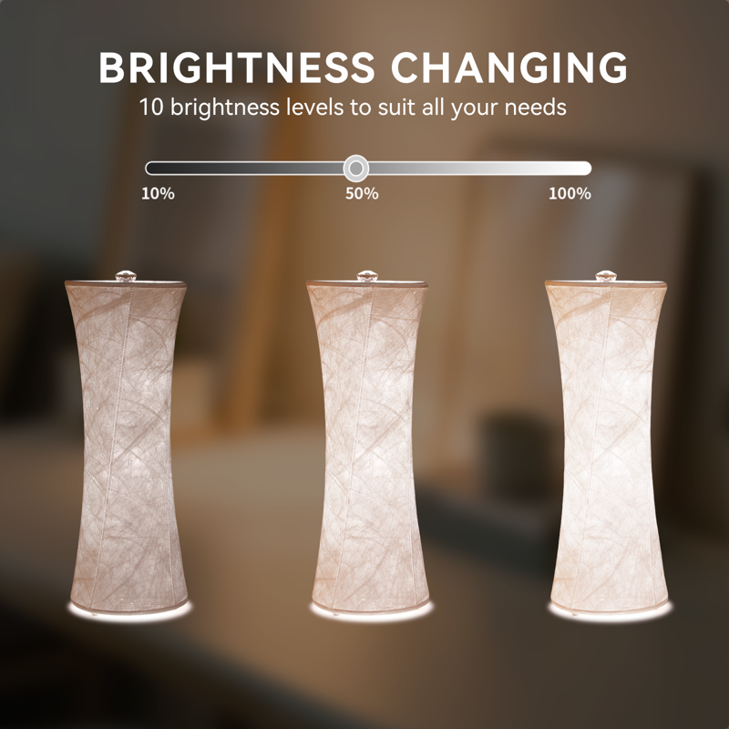 Dimmable Table Lamp Set of 2 with 10 Brightness Levels & 3 Color Temperatures, Small Reading Night Light with Fabric Shade