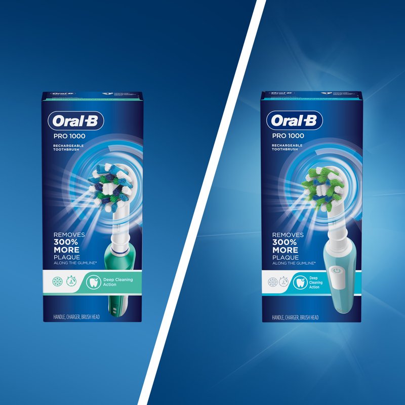 Electric Toothbrush with CrossAction Brush Head - Rechargeable, Clinically Proven Oral Care