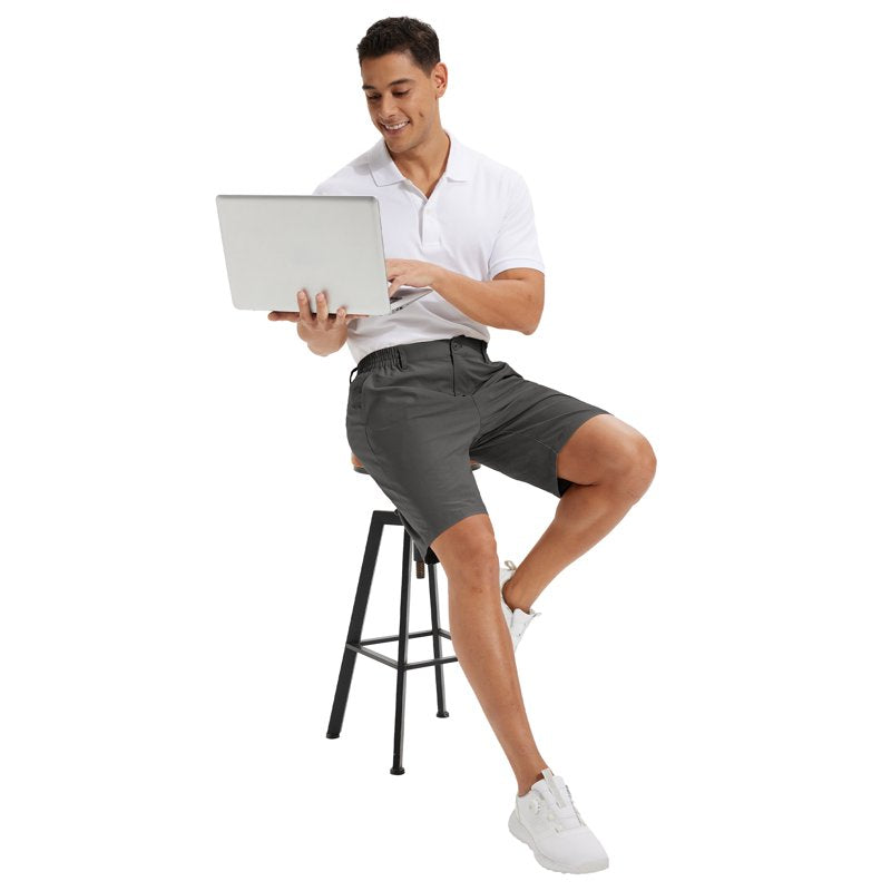 Men's 9-Inch Lightweight Golf Shorts with Stretch and Quick Dry - Breathable Workwear