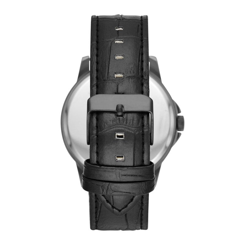 Men's 44mm Roman Skeleton Automatic Watch Black Gunmetal