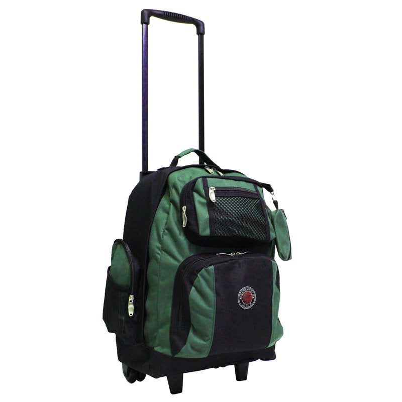 22-Inch Carry-On Rolling Backpack with Multiple Pockets and Durable Polyester