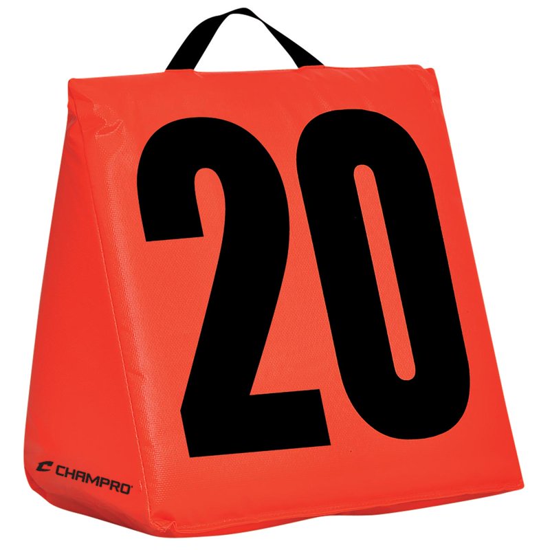 Weighted Football Yard Markers Set for Practice and Games - 13x13 Inch, Highly Visible Orange with Black Numbers