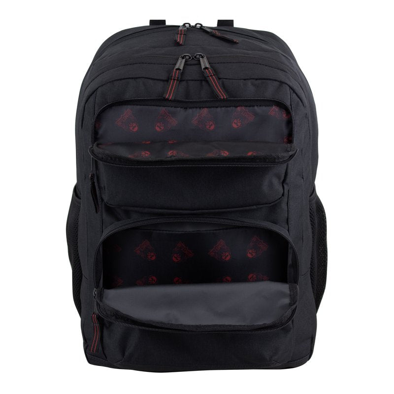 Durable Red & Black Laptop Backpack with Multiple Compartments
