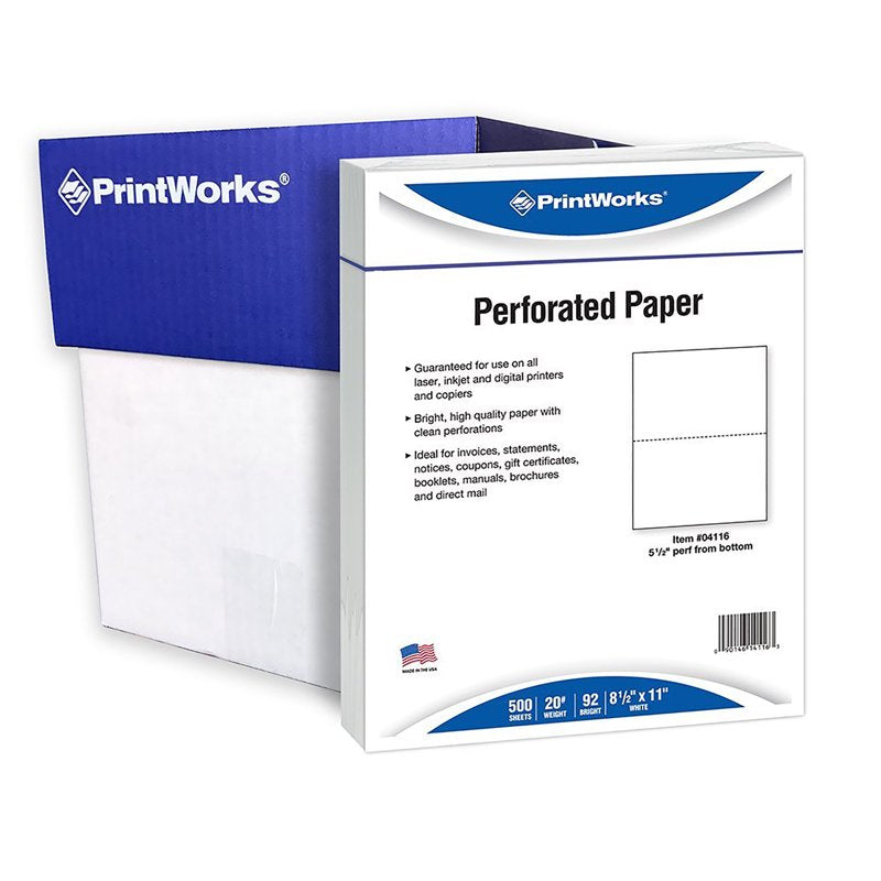 Perforated Copy & Multipurpose Office Paper 8.5 x 11, 20 lb, White, 1 Ream