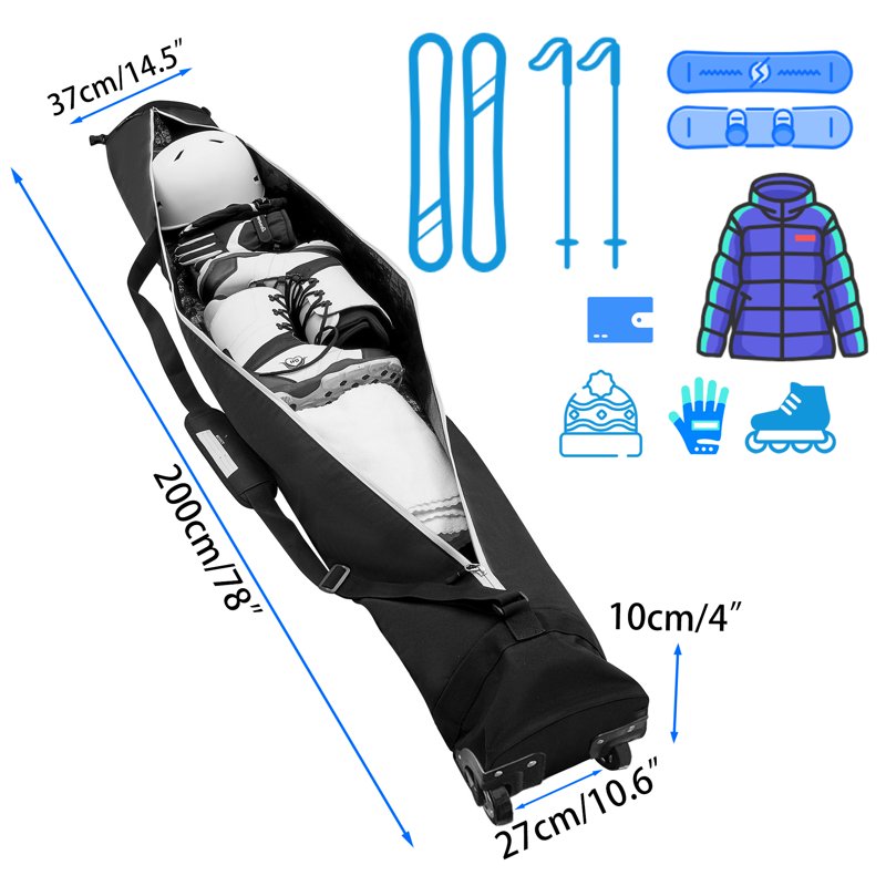 Padded Snowboard Bag with Wheels for Air Travel - Large Capacity Ski & Snowboard Carrying Case
