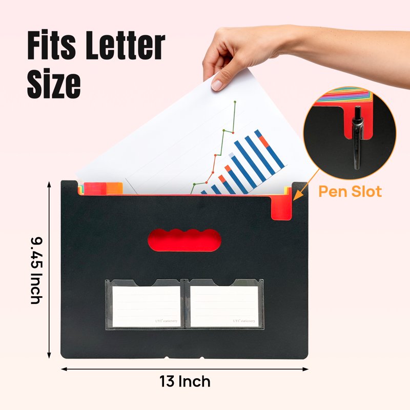 25-Pocket Expandable File Folder Organizer - 2 Pack with Colorful Tabs