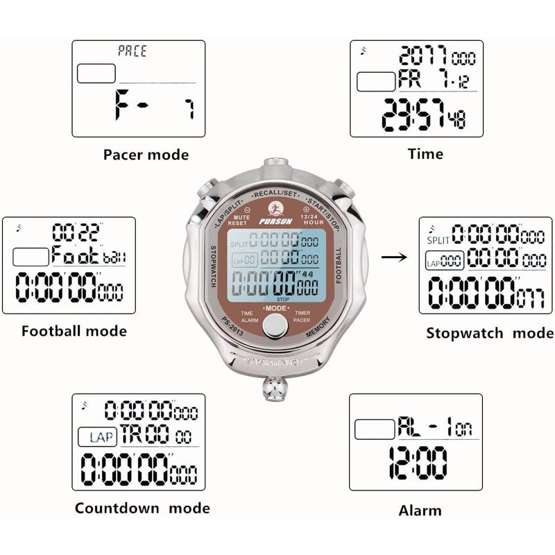 Digital Sports Stopwatch with 100 Lap Memory & 0.001s Timer