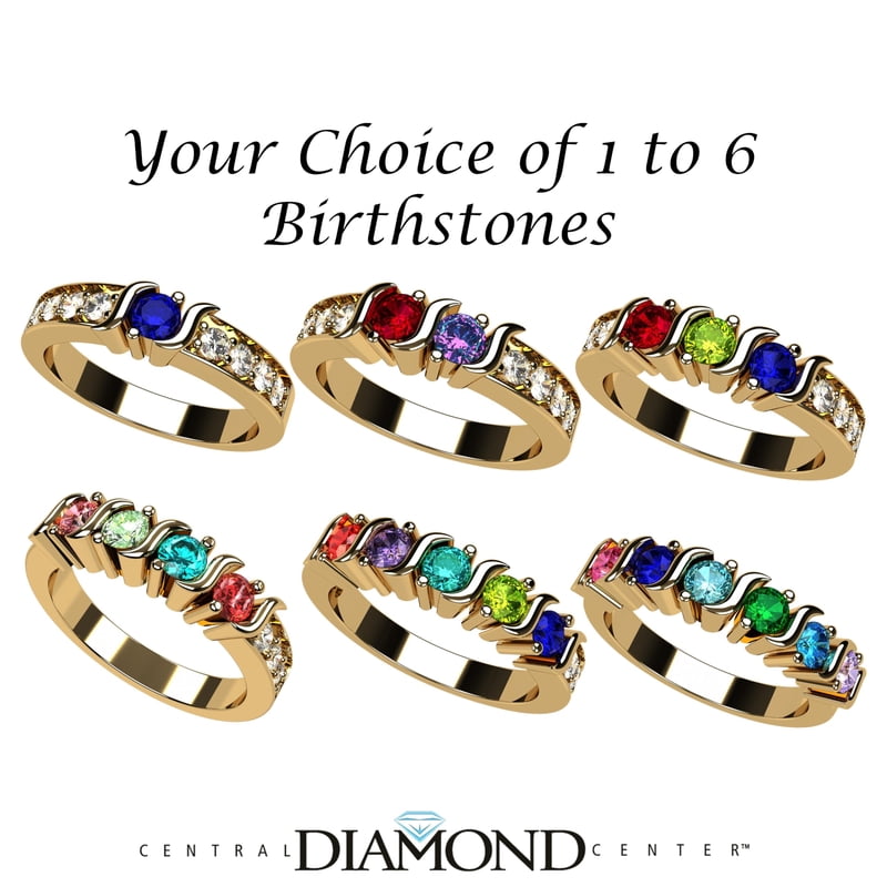 Personalized Multi-Stone Mothers Ring - 10K Gold, Customizable Sizes & Colors