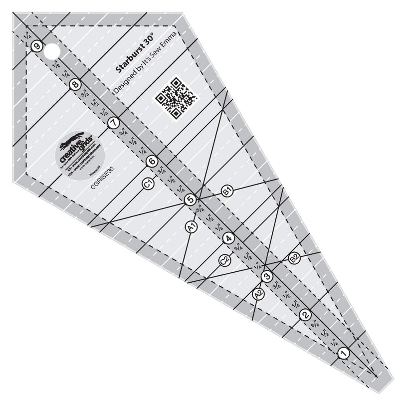 Quilting Ruler Starburst 30 Degree Triangle 9-1/2 Inch for Precise Blocks