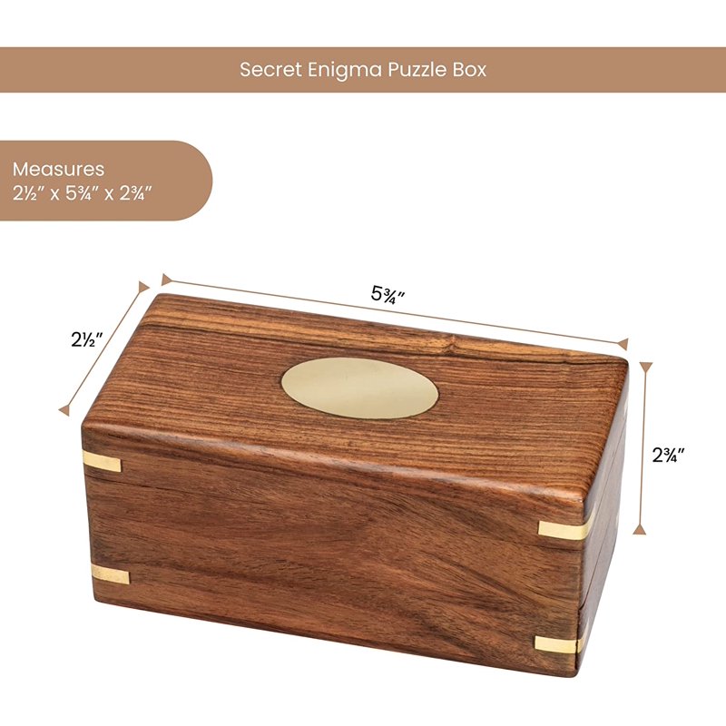 Wooden Puzzle Box with Secret Compartments - Money & Jewelry Holder