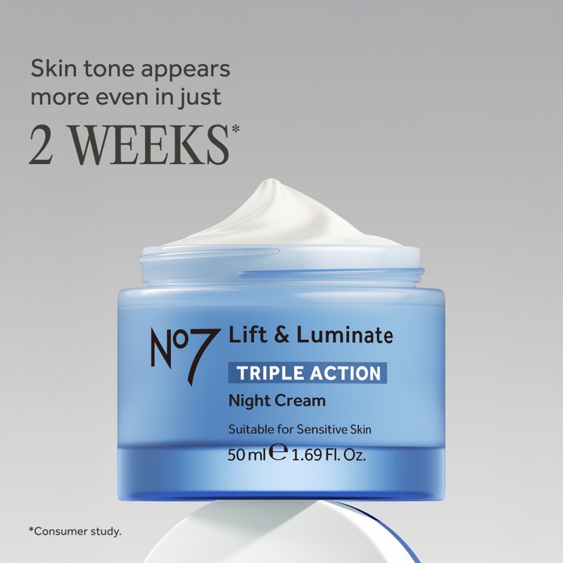 No7 Lift & Luminate Night Cream - Anti-Aging Moisturizer for Radiant Skin