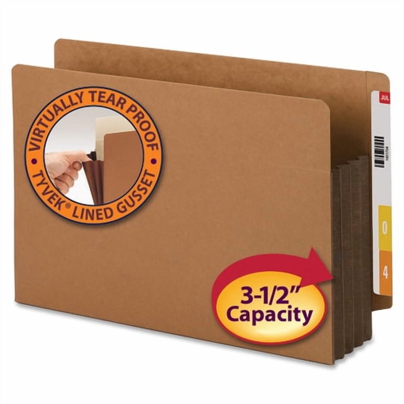 Reinforced Legal File Pocket with Straight End Tab 3.5 Inch Expansion - Redrope