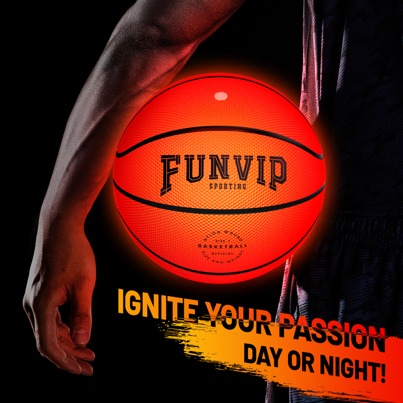 Glow in The Dark Basketball - LED Light Up Outdoor Sports Toy for Kids and Teens