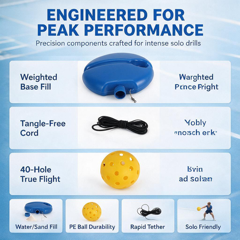 Pickleball Trainer Ball with Cord Baseboard — Solo Practice Tool for Beginners