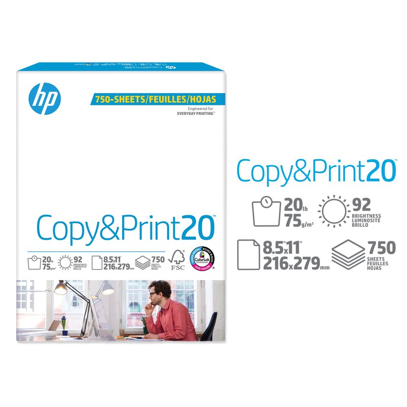 HP Copy & Print20 20lb Letter Size Printer Paper - Ream Pack of 750 Sheets