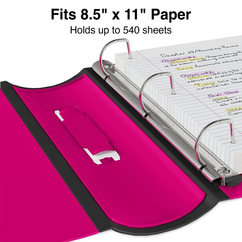 2-Inch Pink Three-Ring Binder - Heavy Duty 540-Page Capacity, Office Organization