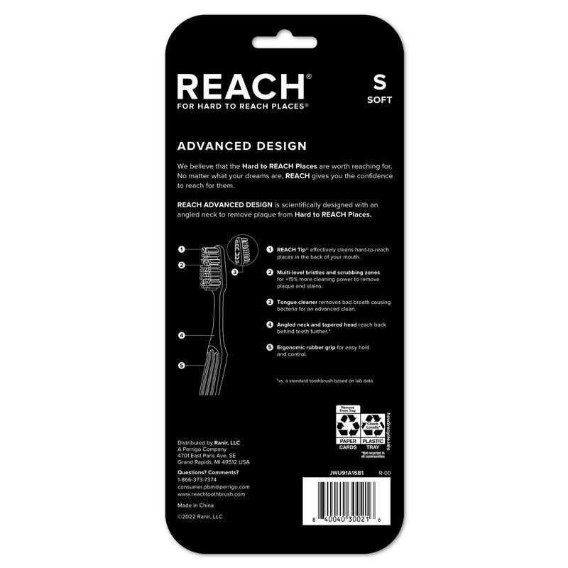Angled Neck Soft Toothbrush Set - Assorted Colors, 6 Pack