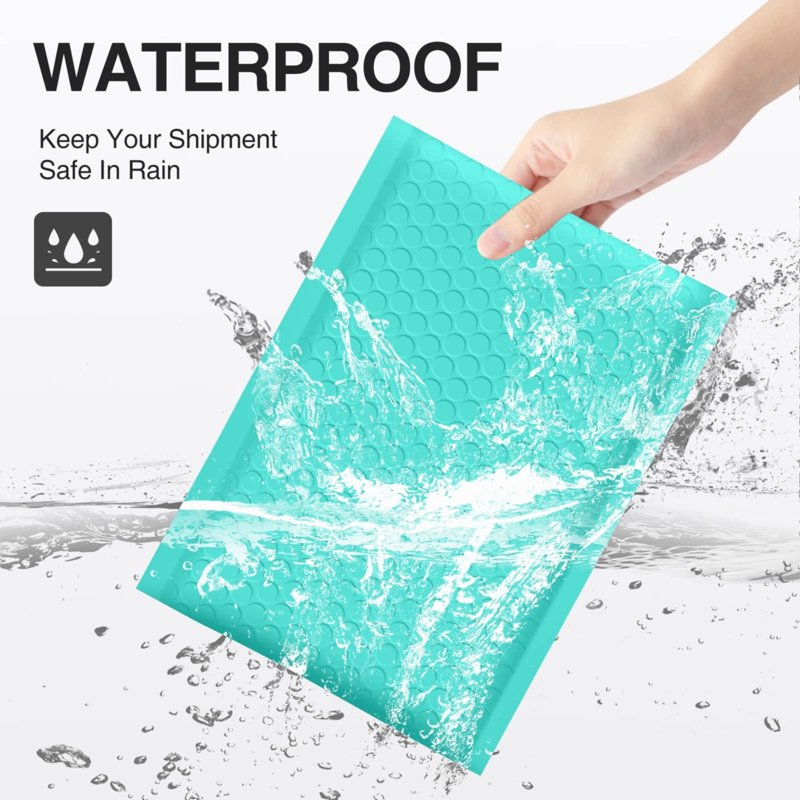 12x15 Inch Green Waterproof Bubble Mailers - Self Seal Shipping Envelopes for Small Business, Jewelry & Makeup - 10 Pack