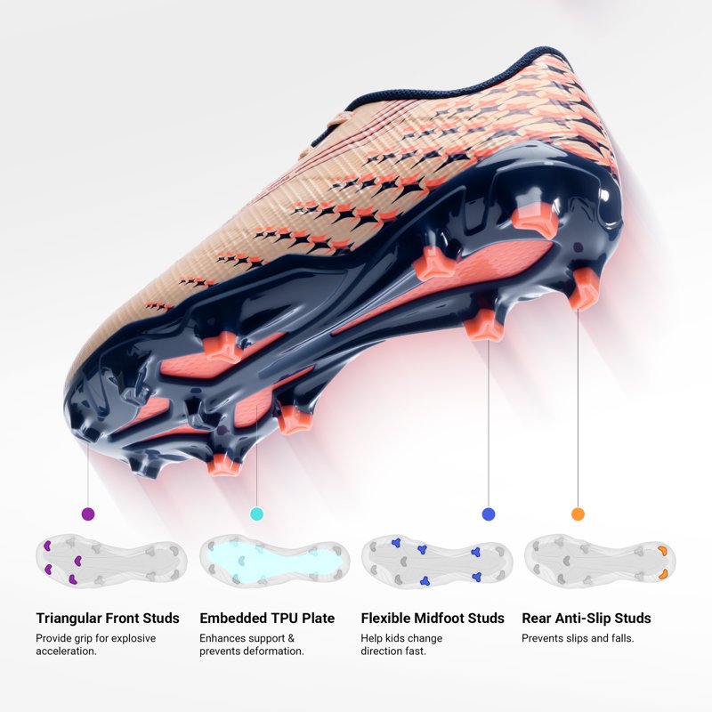 Dream Pairs Kids Soccer Cleats Coral Pink - High-Speed, Lightweight Football Shoes (Variation 6)