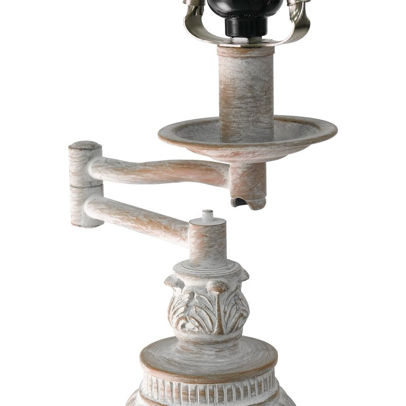 Vintage Floor Lamp with Adjustable Swing-Arm - Antique White Resin Standing Lamp for Living Room & Bedroom