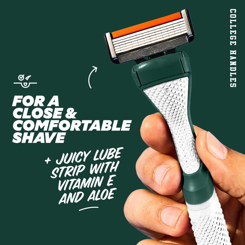College Football Razor Set with Team Colors - 6-Blade Shaving Kit