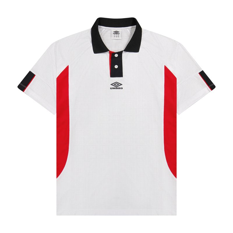 Umbro Men’s Collared Football Shirt – White / Black / Goji Berry, XXL