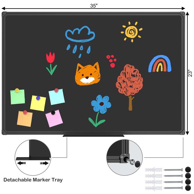 Large Magnetic Chalkboard for Wall - Dry Erase & Blackboard with Aluminum Frame