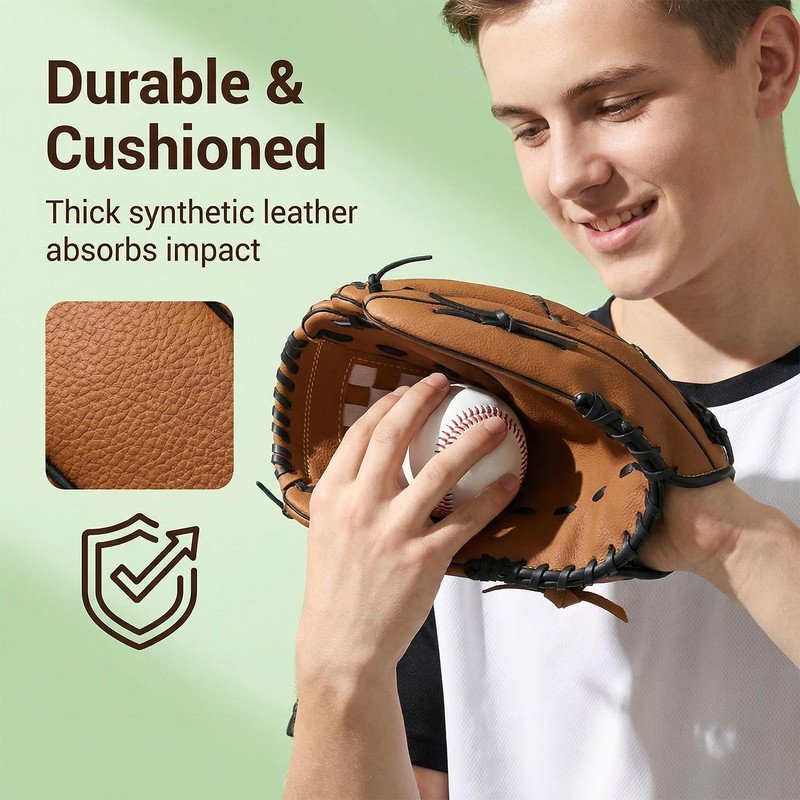 Youth Baseball Softball Glove 9.5 Inch Right Hand Throw Artificial Leather