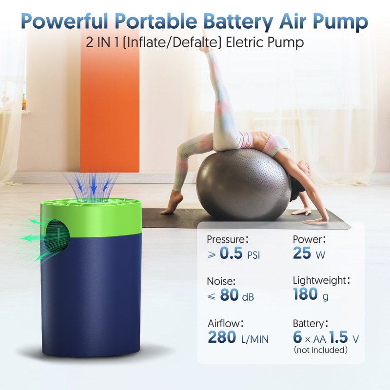 Portable Electric Air Mattress Pump for Inflatables - Compact & 2-in-1 Inflator Deflator